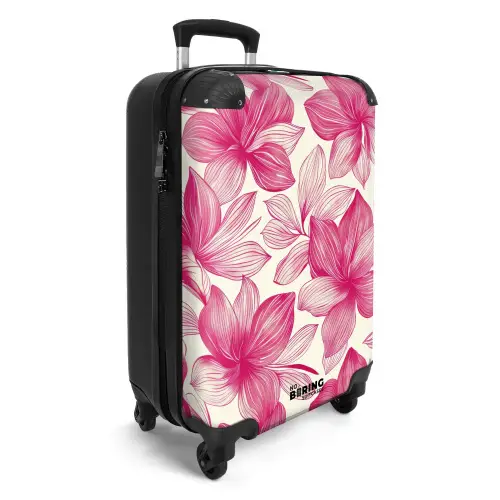 Vintage bloemenpatroon - Roze met crème NBS - Handbagage koffer - Kinderen Unisex middel -productfoto_3d