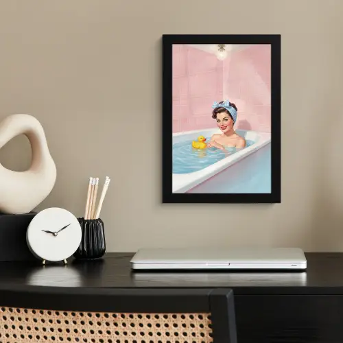 Badkamer - Eend - Blauw fotolijst zwart zonder passe partout klein -sfeer1