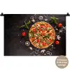 Pizza - Groente - Kruiden - Keuken - Industrieel Wandkleed katoen klein -t3d_DE