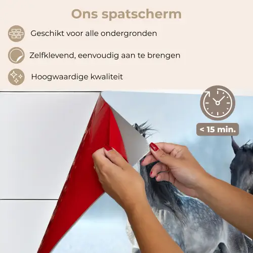 Paarden - Winter - Dieren - Natuur - Sneeuw keuken achterwand spatscherm klein -spatscherm_NL