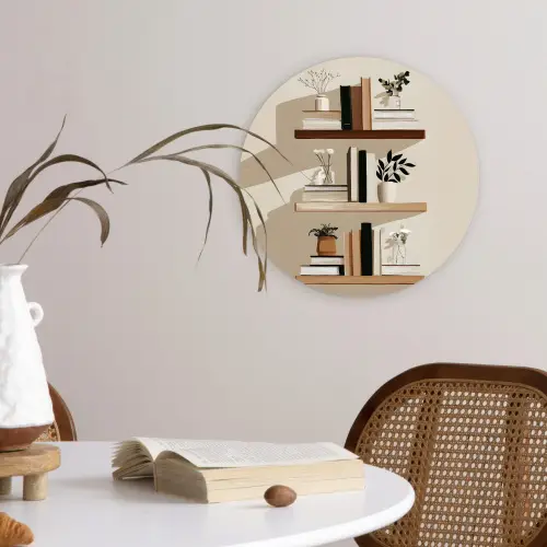 Plankjes - Boeken - Vaasjes - Planten Wandcirkel kunststof plaat 5mm dik klein -sfeer4