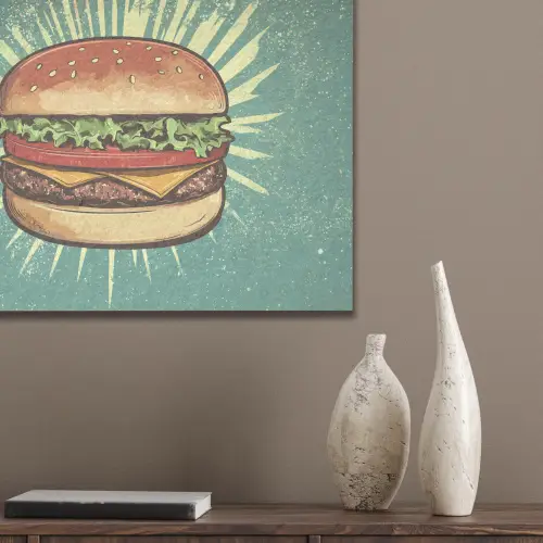 Hamburger - Illustratie - Sla - Kaas PET vilt klein -sfeer6_closeup