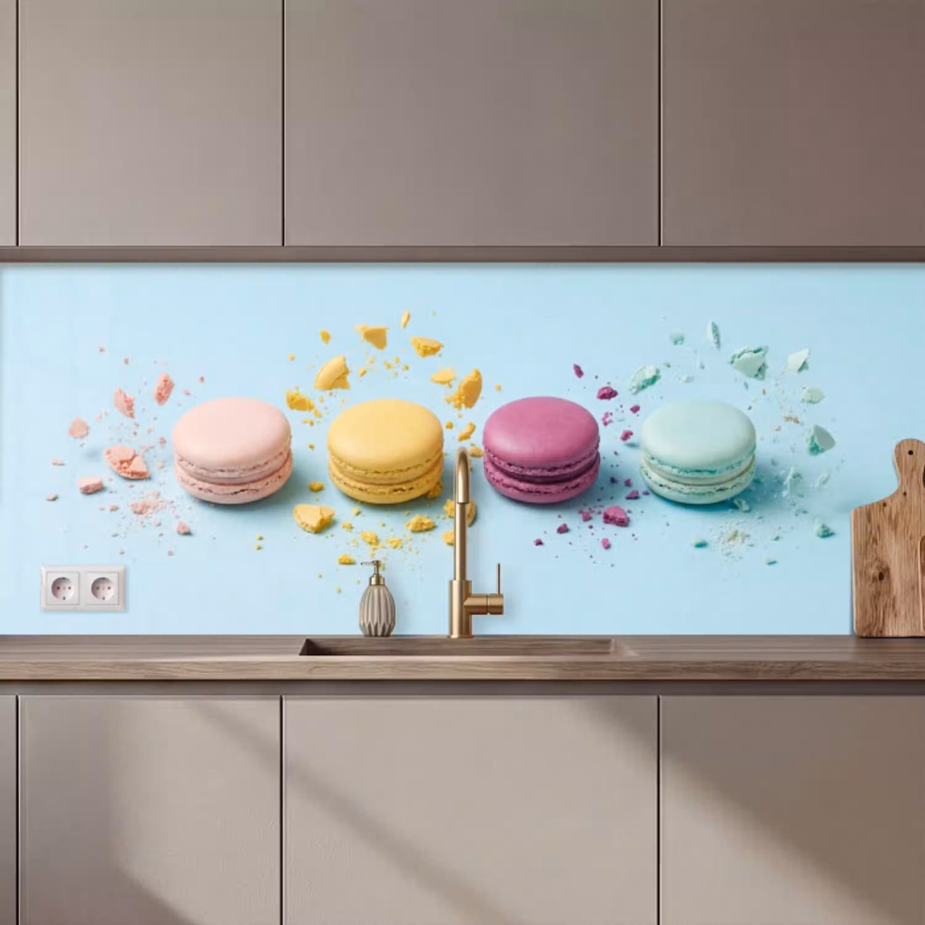 Macarons - Kleurrijk - Pastel keuken achterwand 2 middel zz_3dshopping