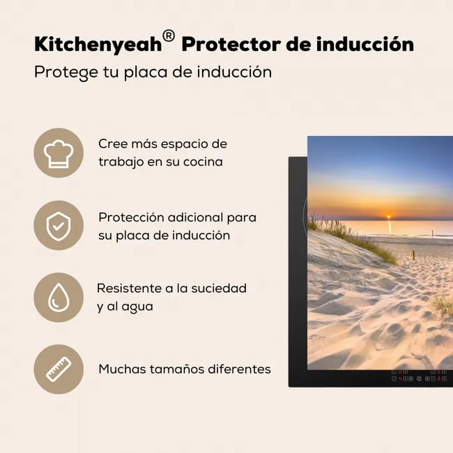 Zachte Zonsopkomst over Duinlandschap Inductie beschermer vinyl 3mm middel -zzsfeer2_SP