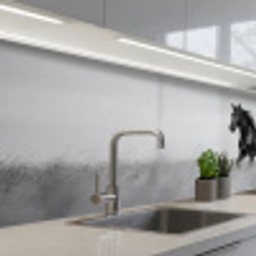 Paarden - Gras - Zwart - Wit keuken achterwand 2 middel -3d_schuin