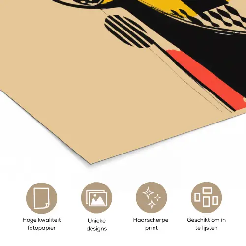Geometrisch - Felle kleuren - Kubistische stijl poster papier klein -closeup_NL