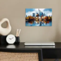 Bomen Frankfurt- Stad - Skyline - Brug poster papier klein -sfeer1