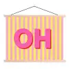 Tekst - Strepen - Roze textielposter latten blank klein -3d