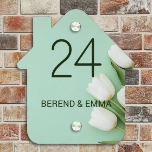 Witte tulpen - Klassiek Naambord Huisje klein -sfeer6
