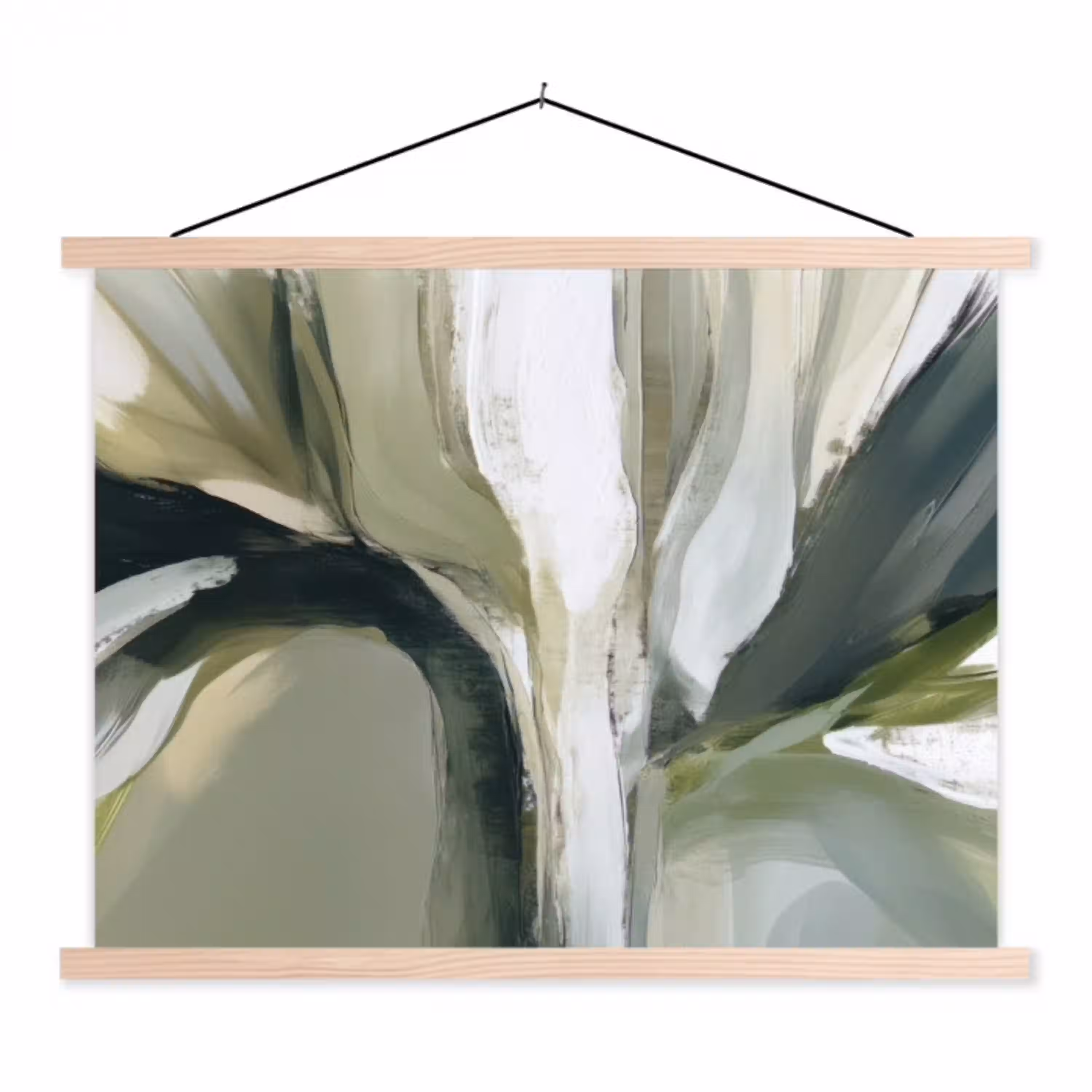 Natuur - Abstract - Groen - Penseelstreken textielposter latten blank klein -3d