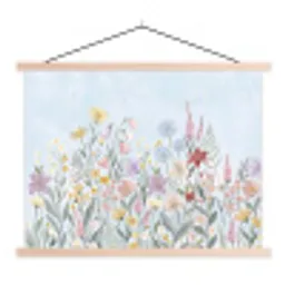 Weidebloemen - Illustratie - Kleurrijk textielposter latten blank klein -3d