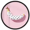 Banaan - Stippen - roze Fotolijst rond zonder passe partout klein -3d