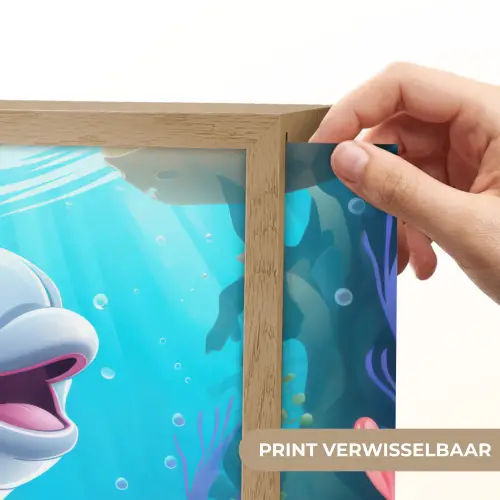 Dolfijn - Zeedieren - Onderwater - Kinderen - Meisjes Light Box met batterij (Wandlamp kind) middel -USP_websiteprintNL