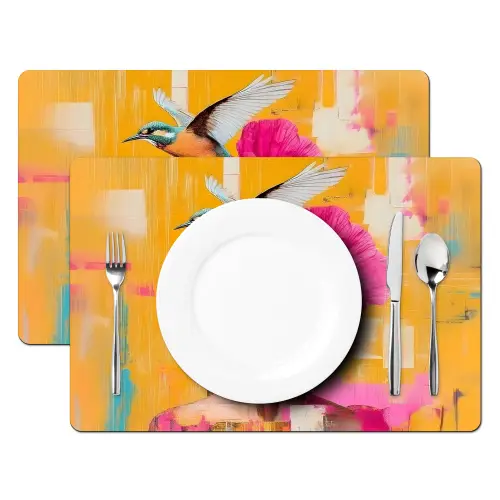 Vogel - Vrouw - Abstract - Bloem Placemat vinyl groot -zzsfeer2_Kitchenyeah-website