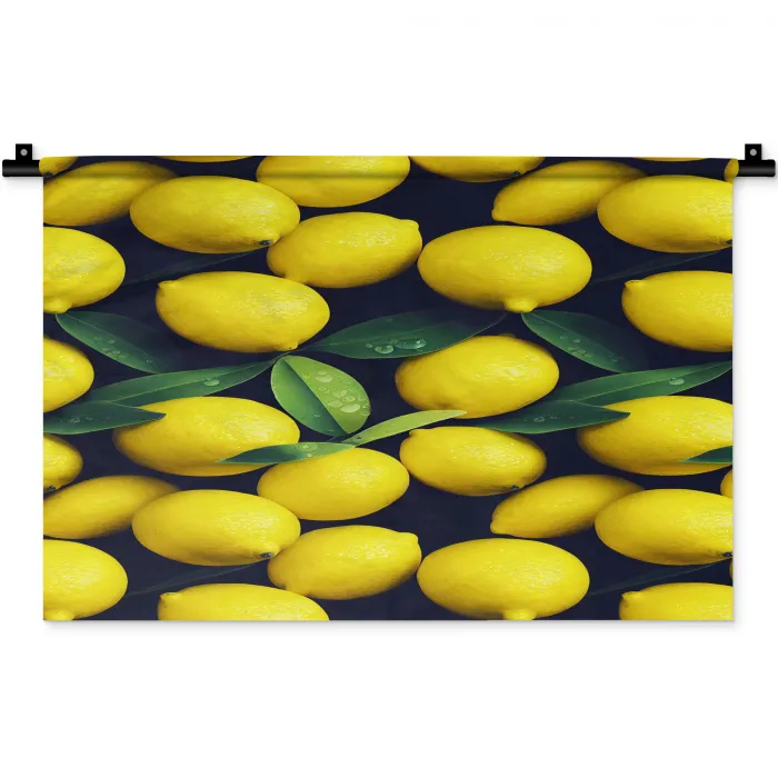 Gele - Citroenen - Druppels - Fruit Wandkleed katoen klein 269 -zz3d
