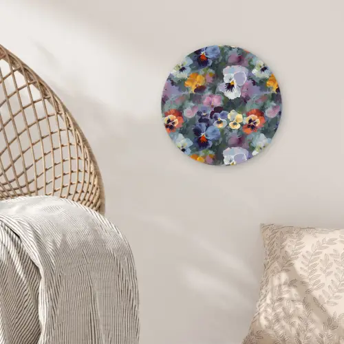 Pastel - Viooltjes - Groen - Patroon Wandcirkel plexiglas klein 852 -sfeer5