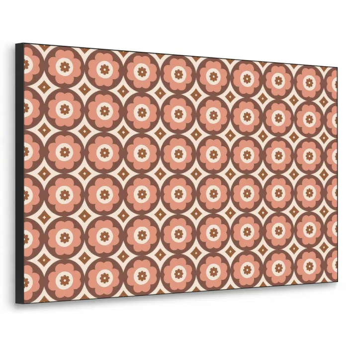 Bloemvormen - Patroon - Roze - Vintage Textielframe zwart klein -3d