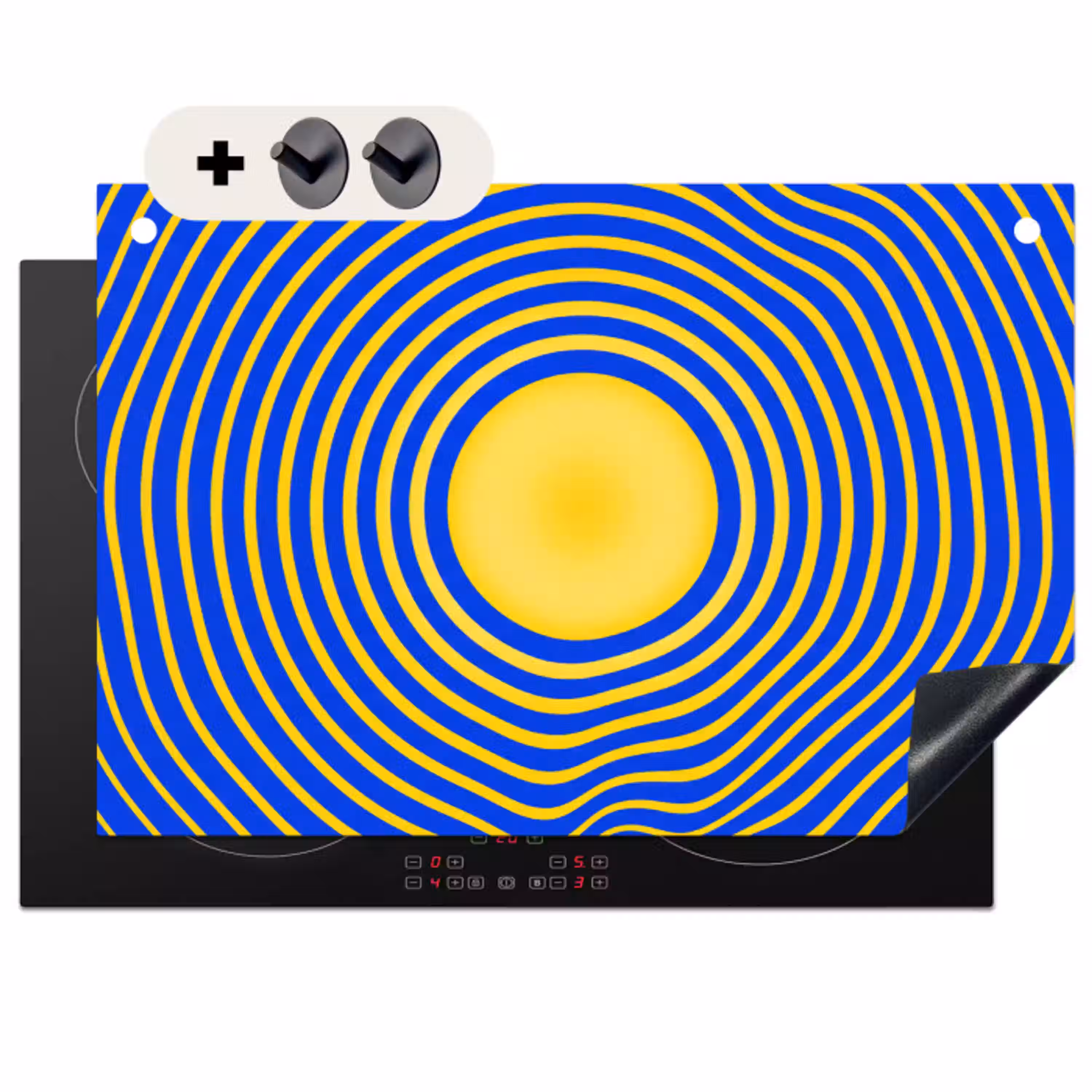 Abstract patroon - Blauw Inductie beschemer met haakjes klein -3d