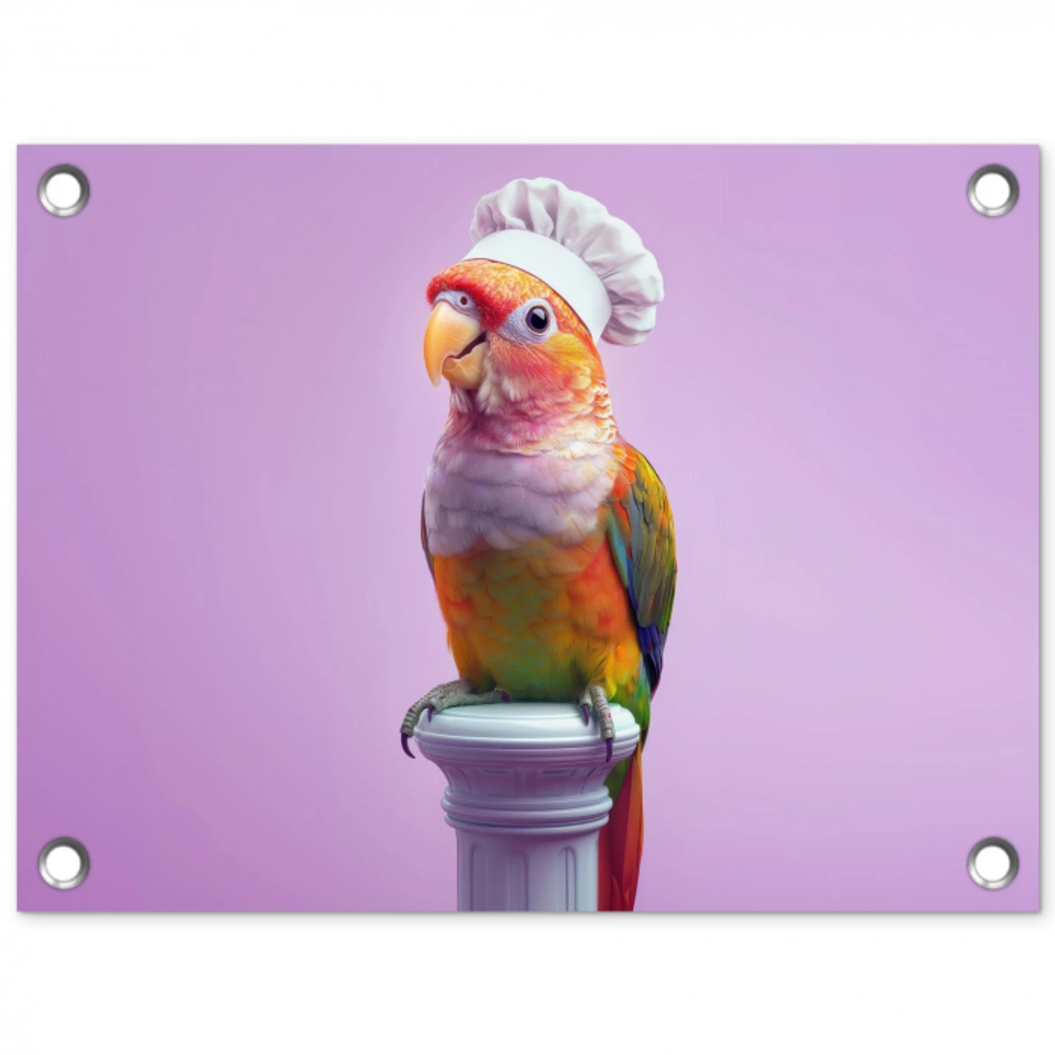 Papegaai - Koksmuts - Pilaar - Vogel tuinposter los doek klein -3d