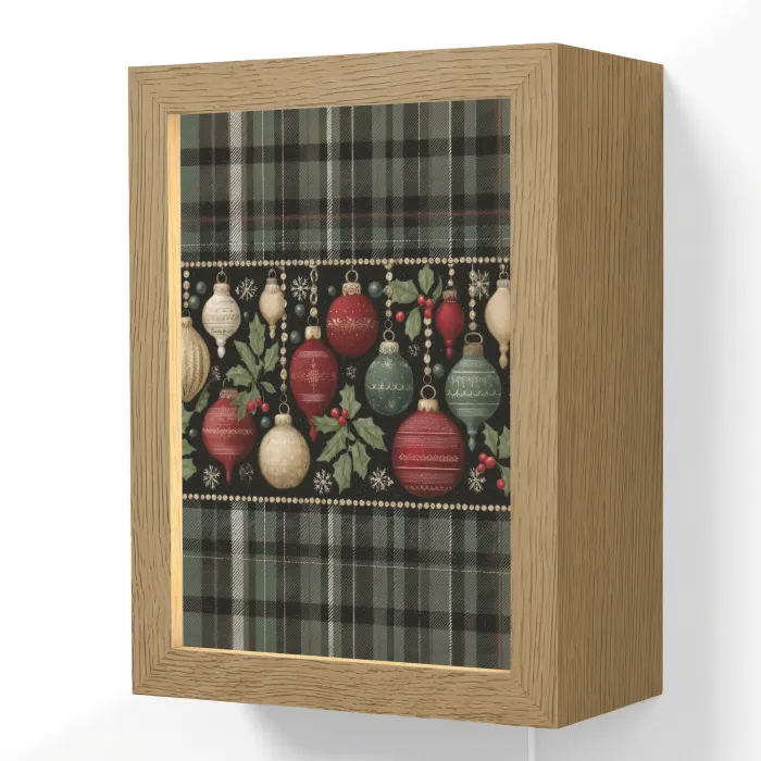 Kerstballen - Rood - Hulsttakken - Patroon Light Box met kabel (Wandlamp) klein -3d