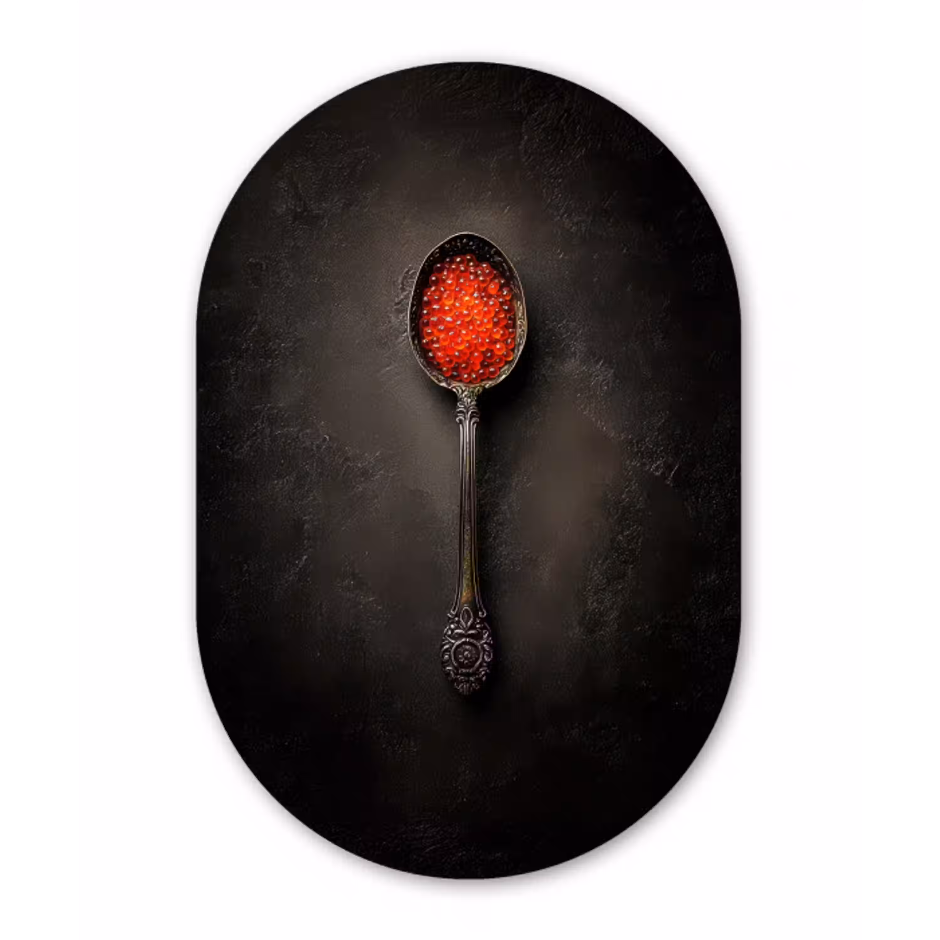 Zwart - Lepel - Caviar Wandcirkel Ovaal Glas middel -3d