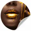 Goud - Vrouw - Verf - Lippen - Luxe Wandcirkel behangsticker klein -3d