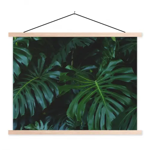 Bladeren - Tropisch - Monstera - Jungle textielposter latten blank klein -3d