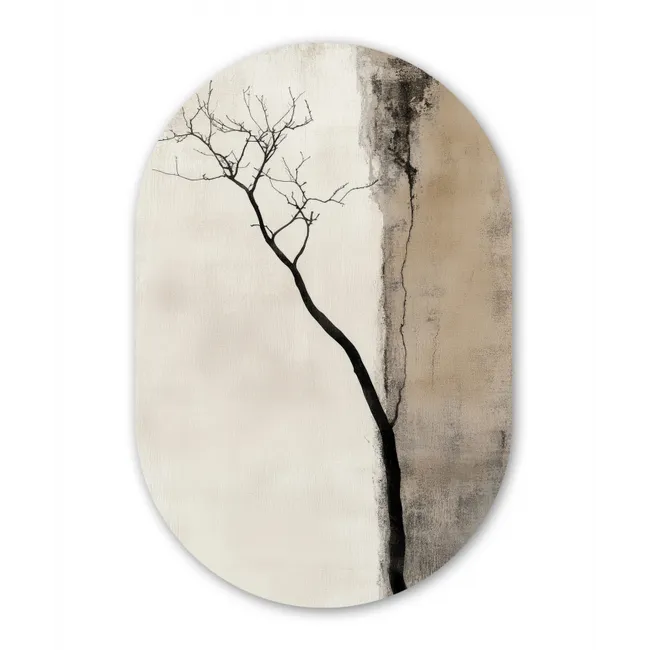 Muurovaal - Wabi sabi - Plant - Beige