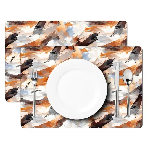 Penseelstreken - Oranje - Grijs Placemat vinyl groot 368 -zzsfeer2_Kitchenyeah-website