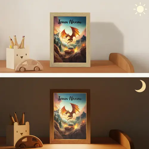 Draak - Auto - Bergen - Vuur Light Box met kabel (Kinderlampje) klein -sfeer3_kind
