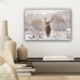 Edelhert - Bos - Sneeuw - Winter - Majestueus canvas 2cm klein -sfeer6