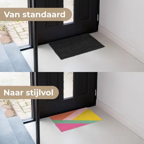 Driehoeken - Kleurrijk - Abstract Deurmat klein -voor-na_NL