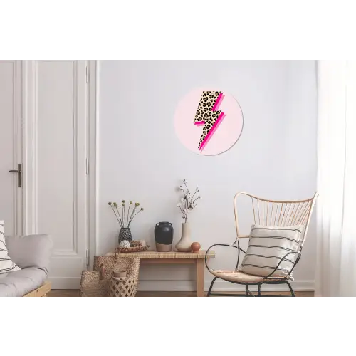 Stippen - Roze - Bliksem Wandcirkel aluminium klein -woonkamer