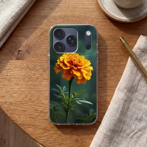 Bloemblaadjes - Afrikaan - Oranje - Wazig Telefoonhoesje iPhone 17 Pro klein -sfeer1
