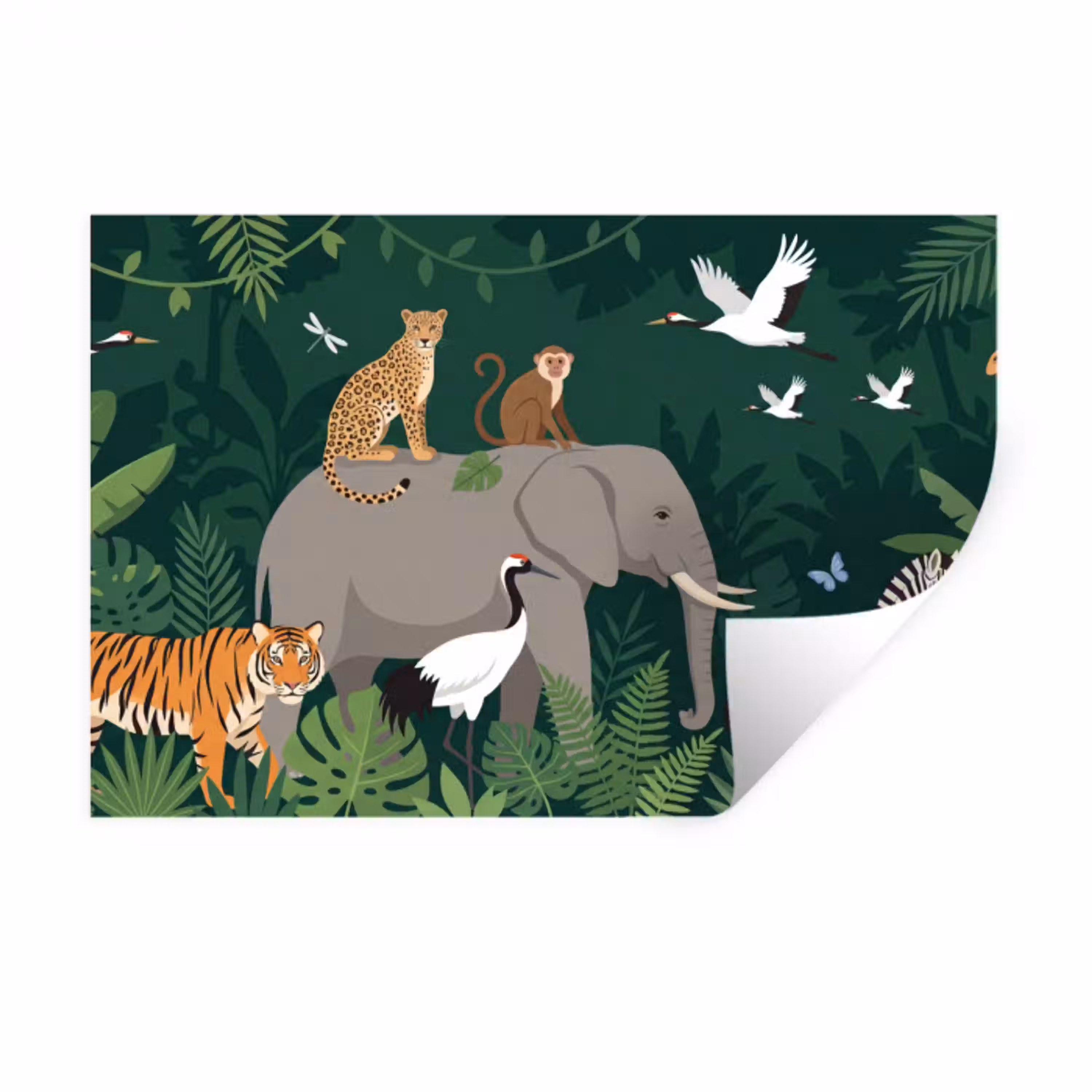 Tropisch - Jungle -  Groen Muursticker klein -3d