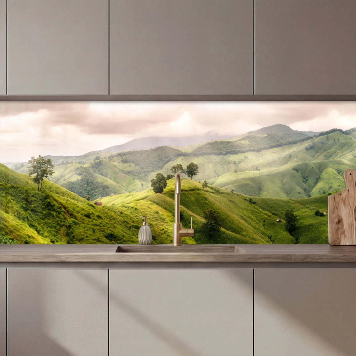 Landschap - Heuvels - Groen keuken achterwand 2 middel zz_3dshopping