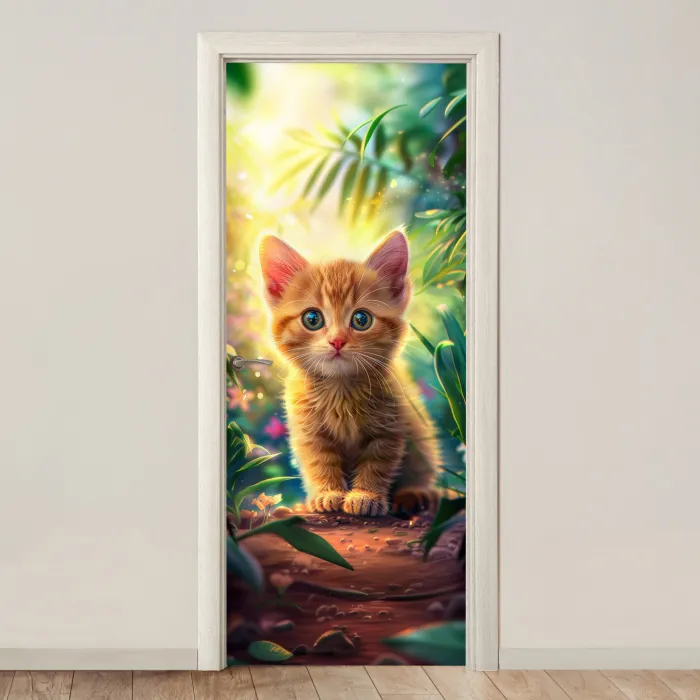 Kat - Huisdier - Natuur deurposter klein -3d_beige
