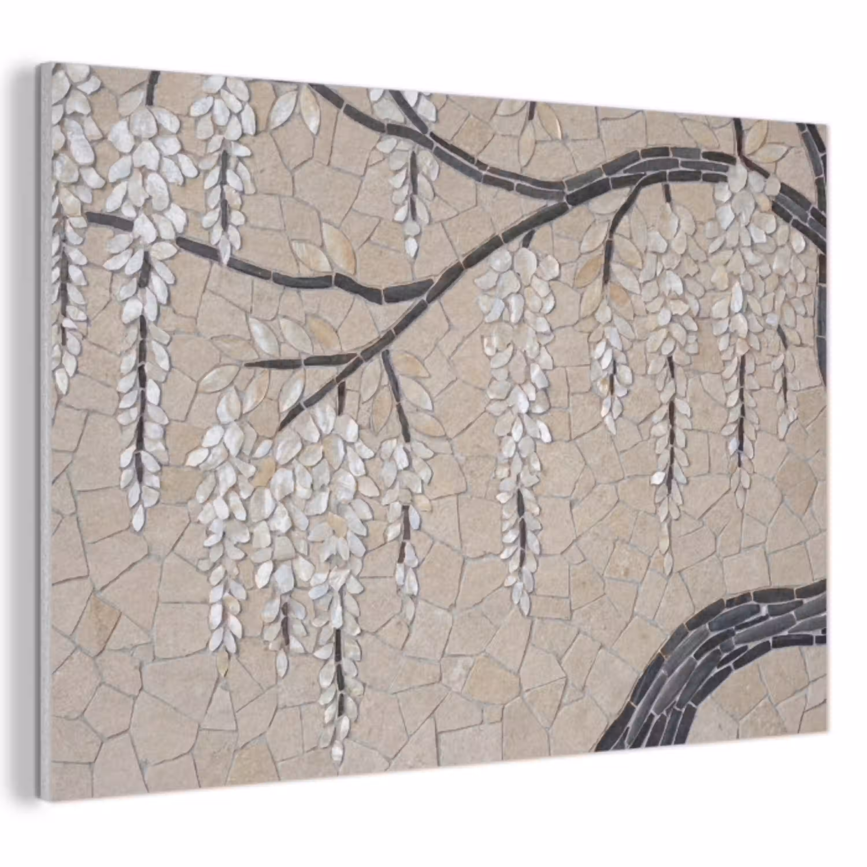 Boom - Bloemen - Mozaïek - Kunst - Wit PET vilt klein -3d