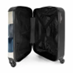 Patroon - Blauw - Vierkanten NBS - Handbagage koffer - Volwassenen Unisex middel -binnenkant