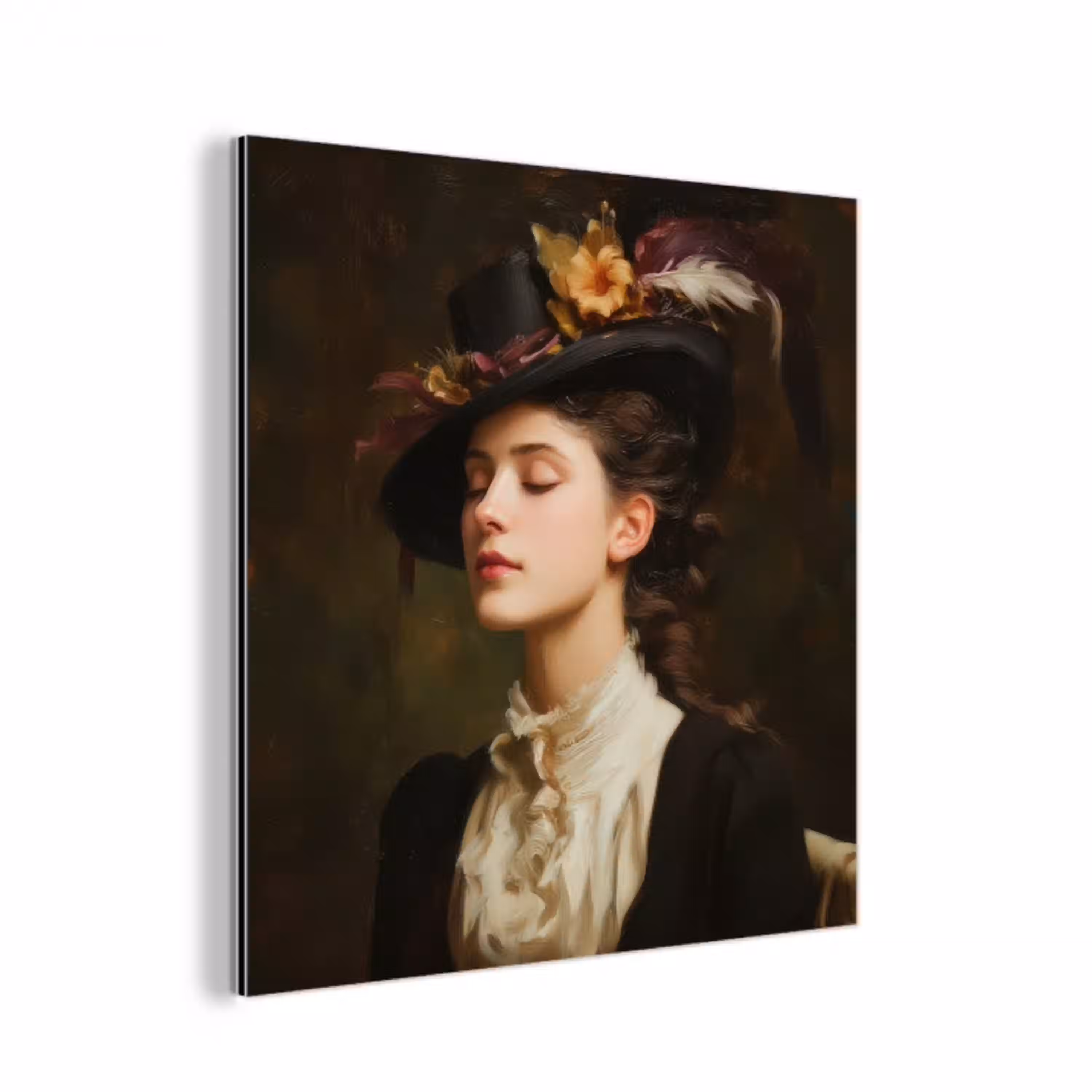 Vrouw - Victoriaans - Portret aluminium wit klein -3d