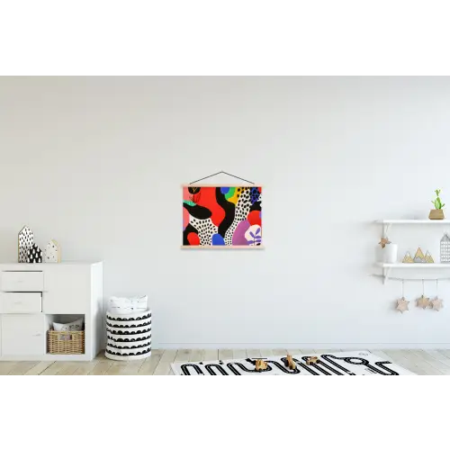 Abstract - Vormen - Kleuren - Stippen textielposter latten blank klein -kinderkamer