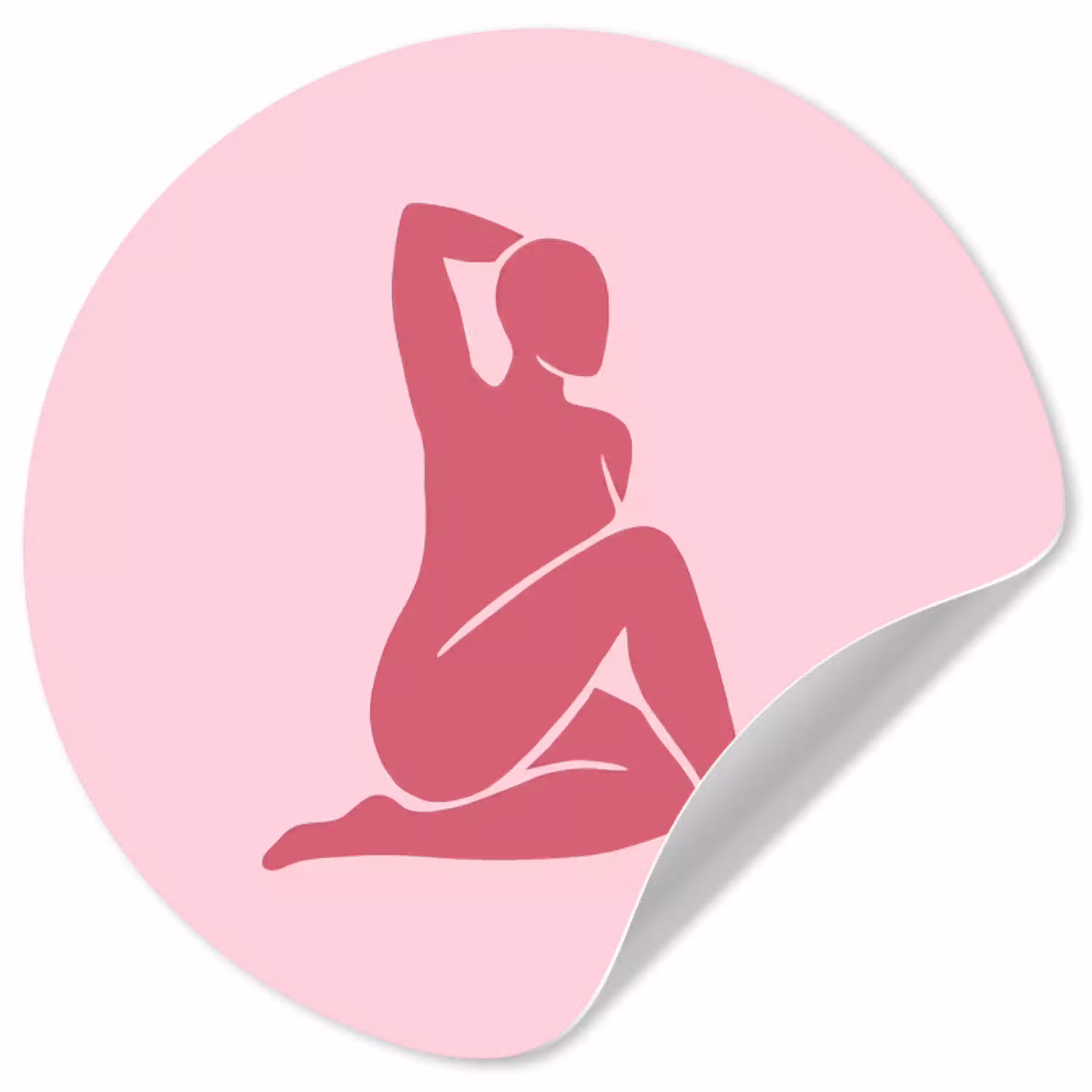 Vrouw - Silhouet - Abstract - Modern - Roze Wandcirkel behangsticker klein -3d