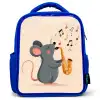 Muis - Saxofoon - Muzieknoten Kinderrugzak - Blauw middel -3d