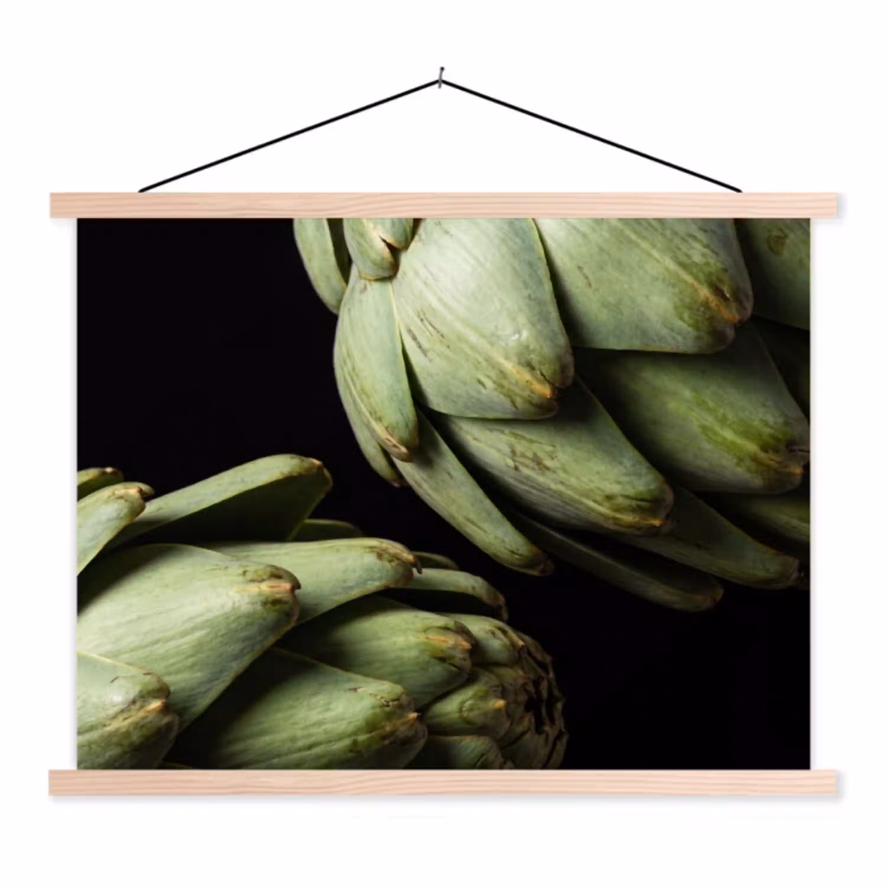 Artisjok - Groen - Eten textielposter latten blank klein -3d