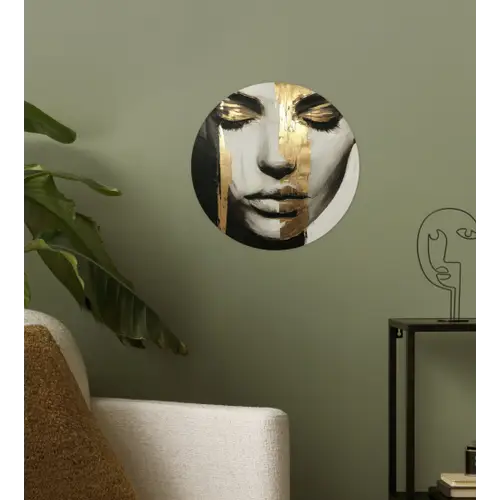 Ogen - Gezicht - Goud - Strepen Wandcirkel behangsticker klein -sfeer2