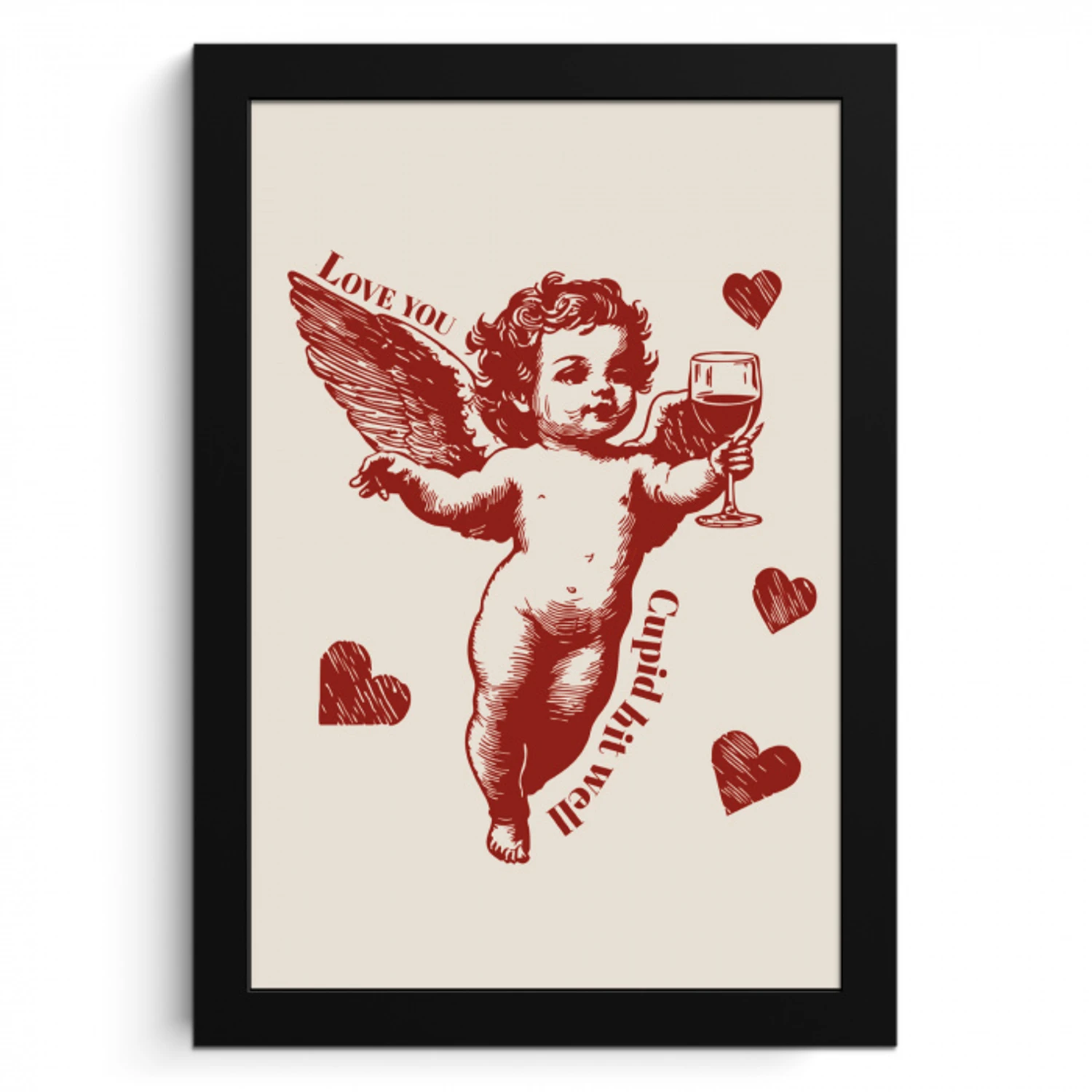 Cupido - Hartjes - Rood - Klassiek KitchenYeah - Keuken - Fotolijst klein -3d