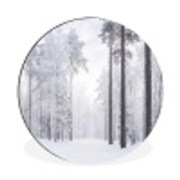 Bos - Sneeuw - Pad - Winter - Stilte Wandcirkel aluminium klein -3d