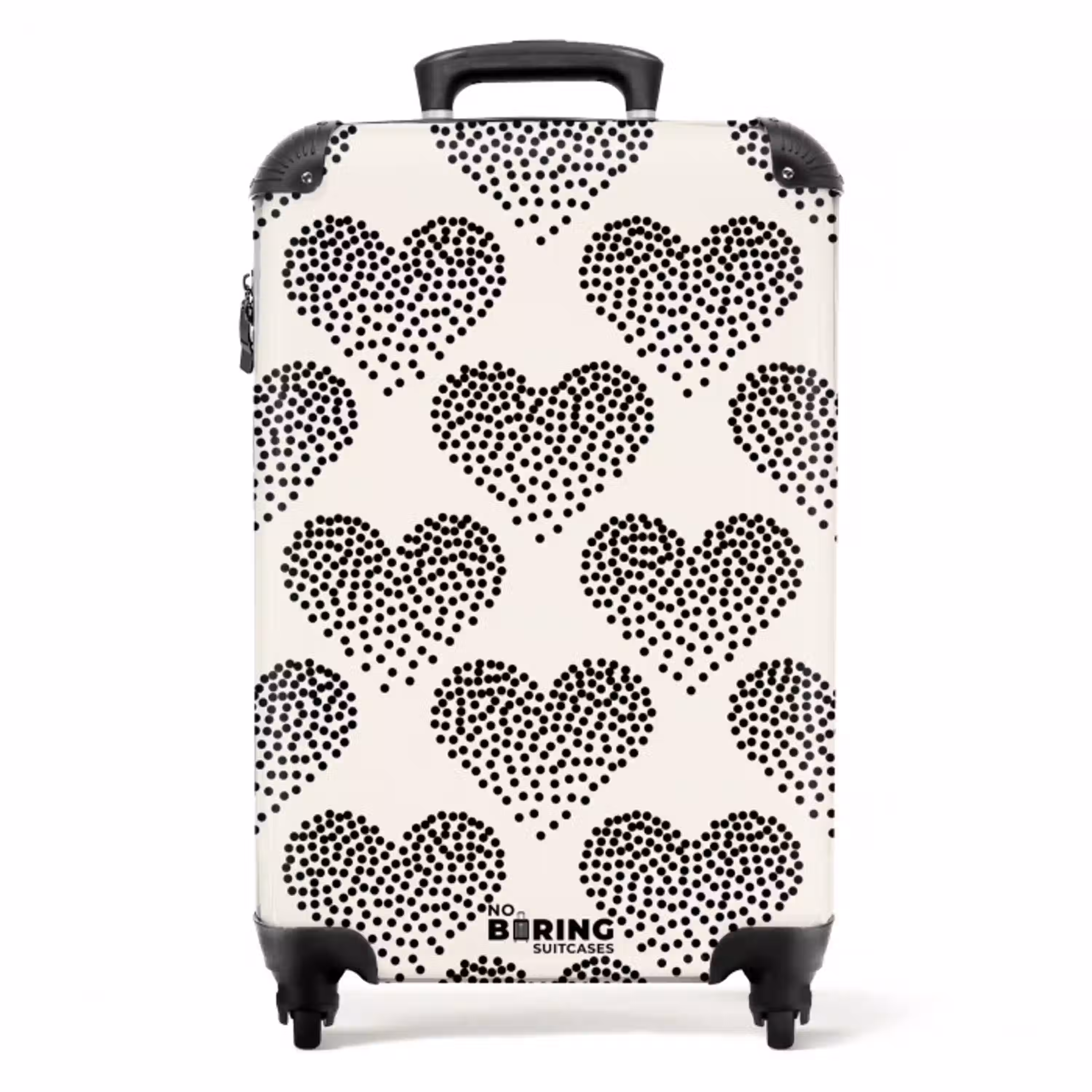 Valentijn stippen hart patroon zwart NBS - Handbagage koffer - Kinderen Unisex middel -productfoto_recht