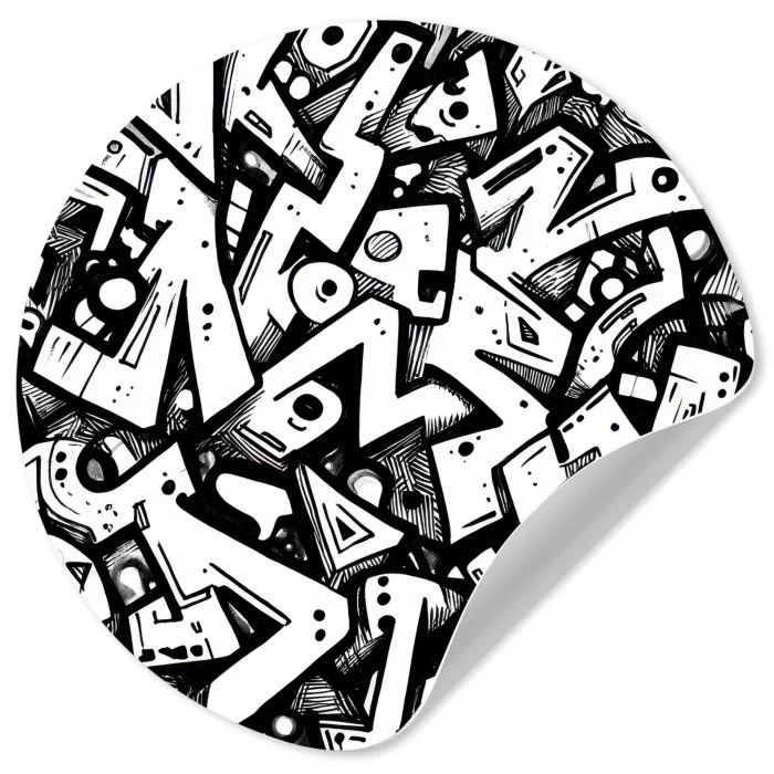 Vormen - Letters - Graffiti - Zwart Wandcirkel behangsticker klein -3d