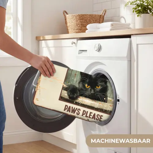 Vintage - Kat - Quotes - Wash your paws please - Spreuken Badmat klein -USP_WasbaarNL